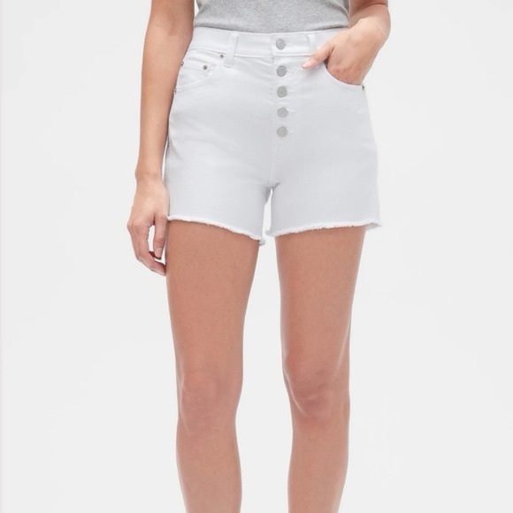 GAP Shorts Women's Size 29 White Denim High-Rise Button Fly Cut-off 3 1/2" - Picture 9 of 9